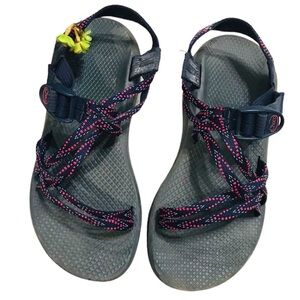 Chaco 'ZX 1 Yampa' Double Strap Sport Sandals Navy Blue and Red Sz 8